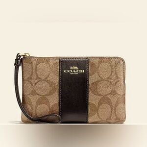 Classic brown and black coach wristlet